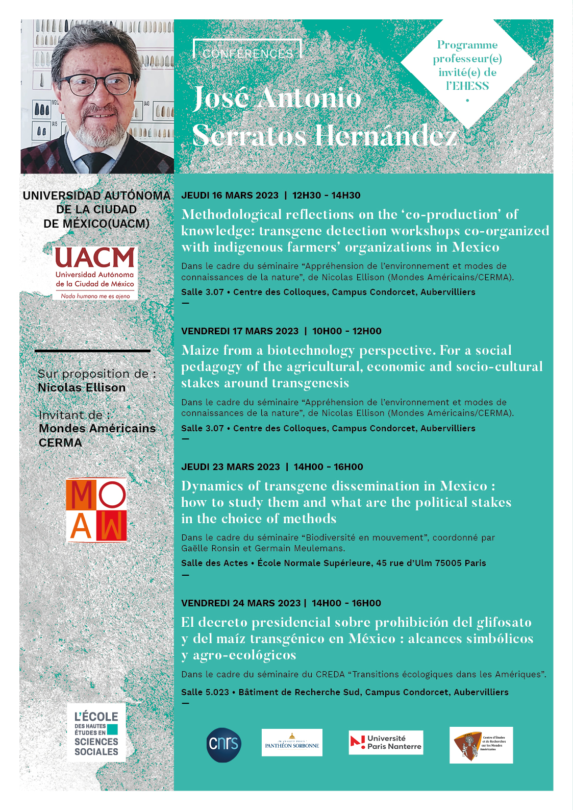 Conférences de José Antonio Serratos Hernández, chercheur à l’Université Autonome de la ville de México (UACM)